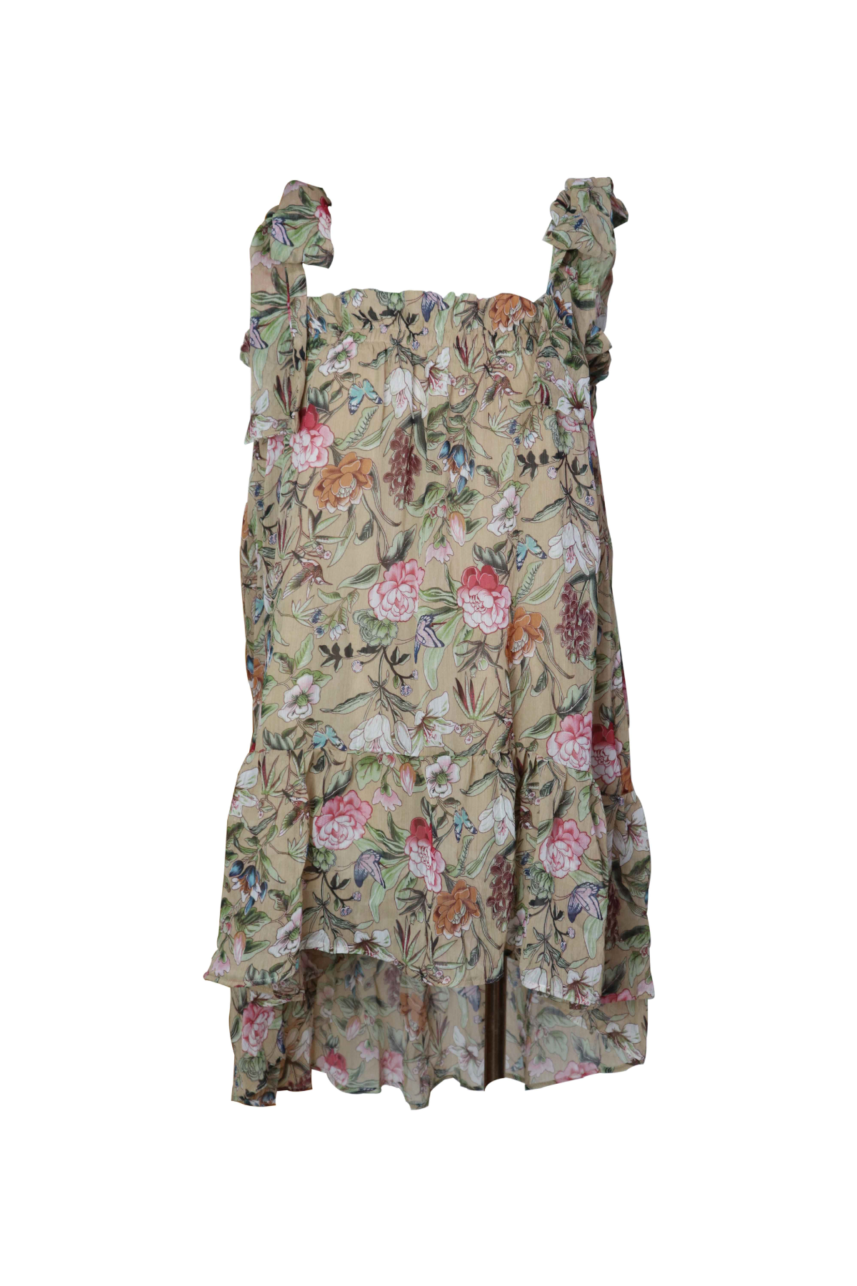 Vestido Corto De Tiras Estampado Flores