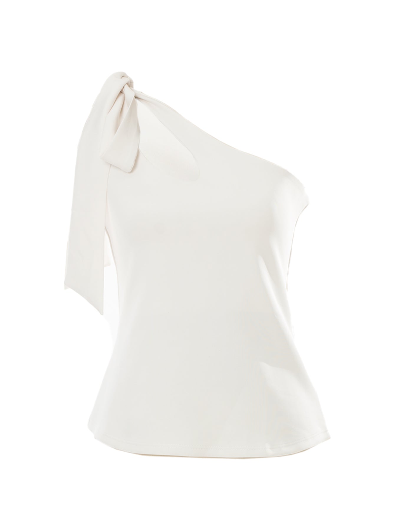 Blusa blanca y asimétrica con tiras.