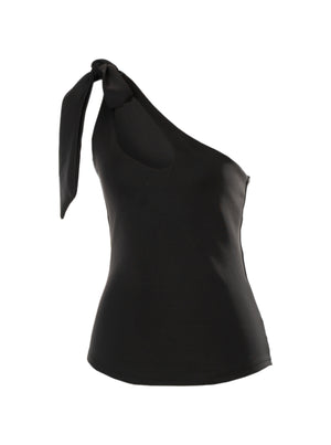 Blusa asimétrica, negra en neopreno.