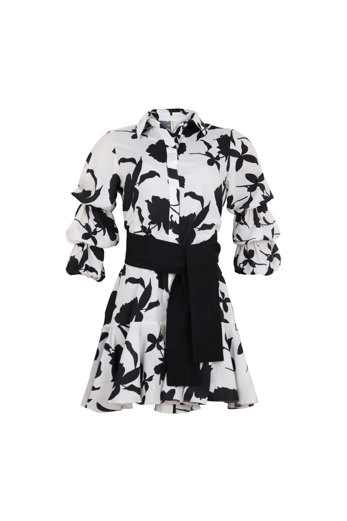 Vestido corto con mangas puff.