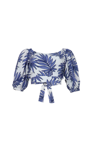 Blusa tipo crop top con mangas midi.