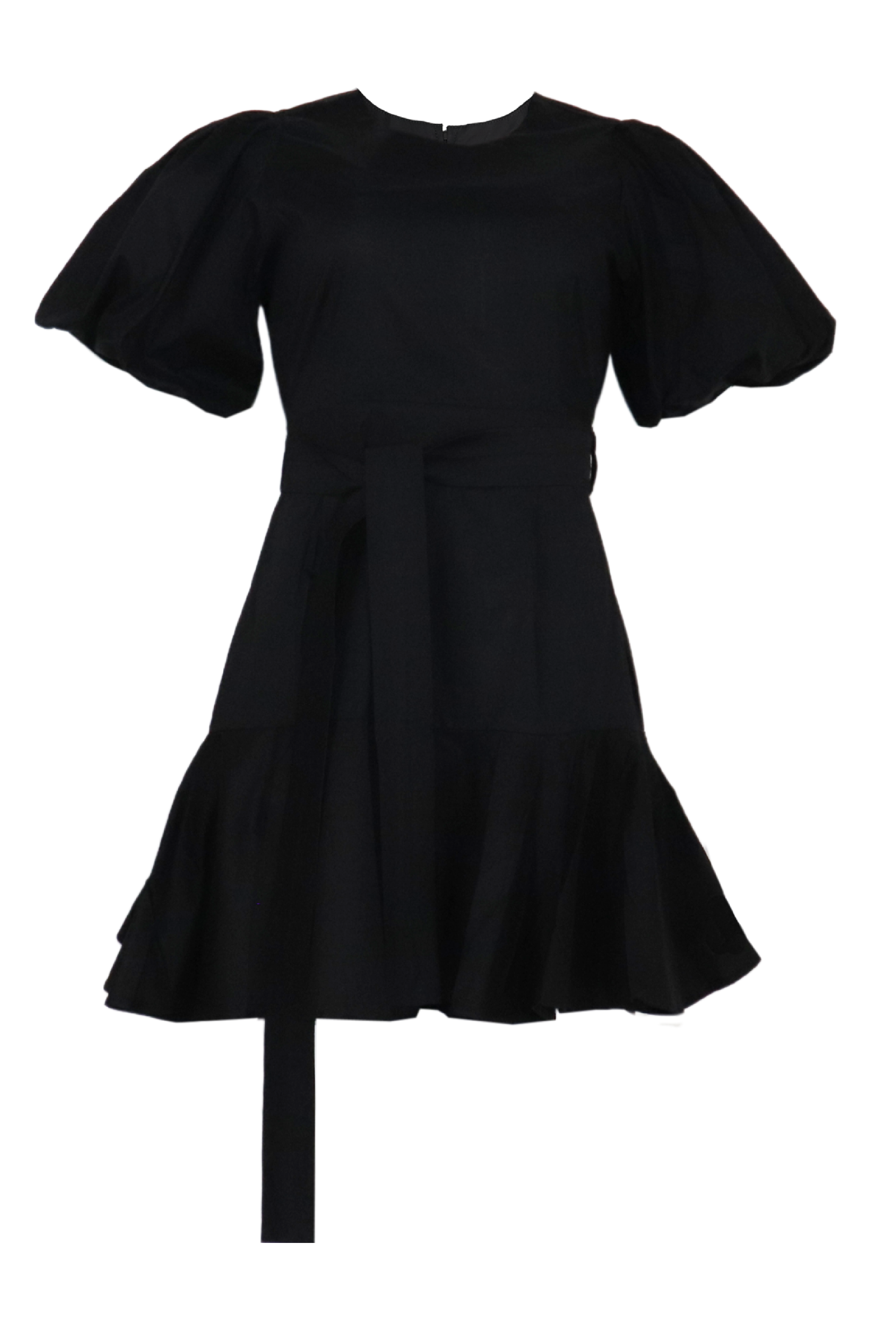 vestido corto con cinturon y manga corta