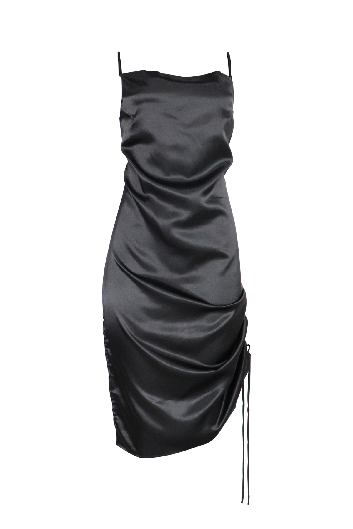 Vestido en tela satinada color negro.