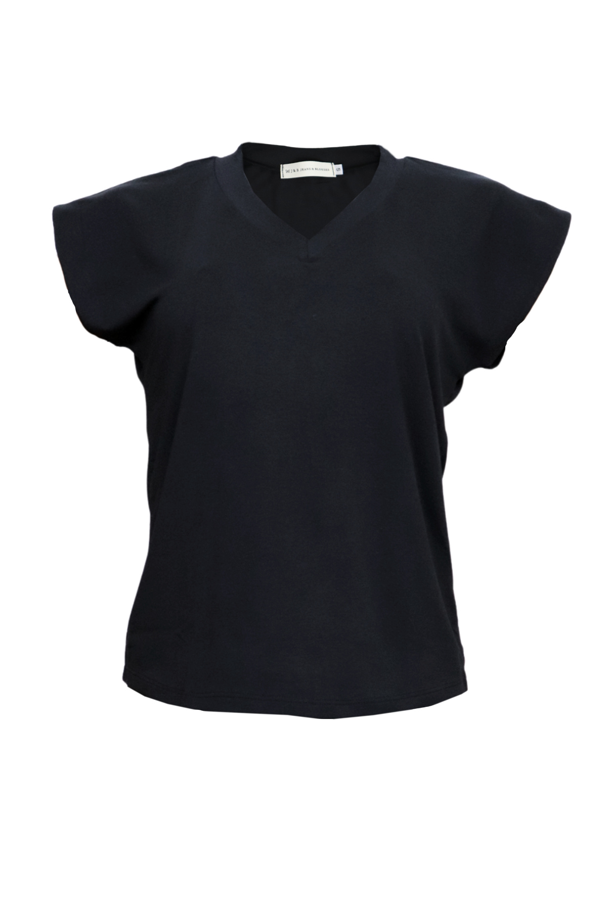 Camiseta negra de manga rodada.