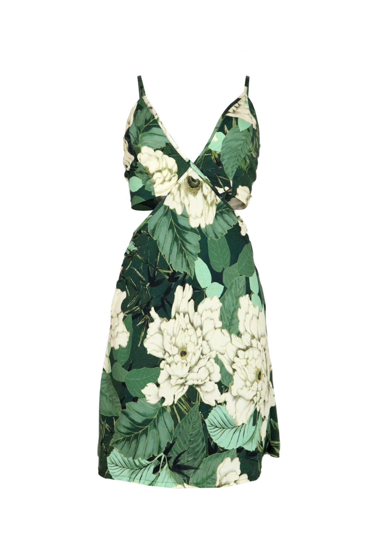 Vestido corto y elegante con estampado verde.