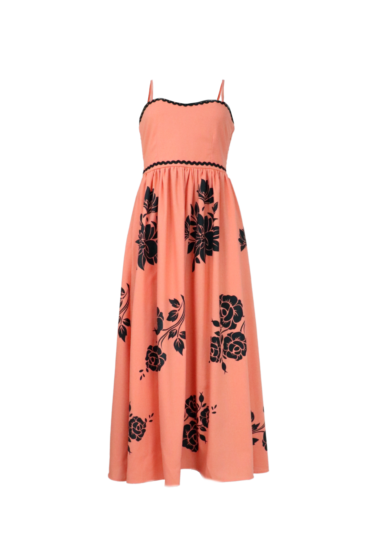 Vestido largo y elegante en color mandarina.
