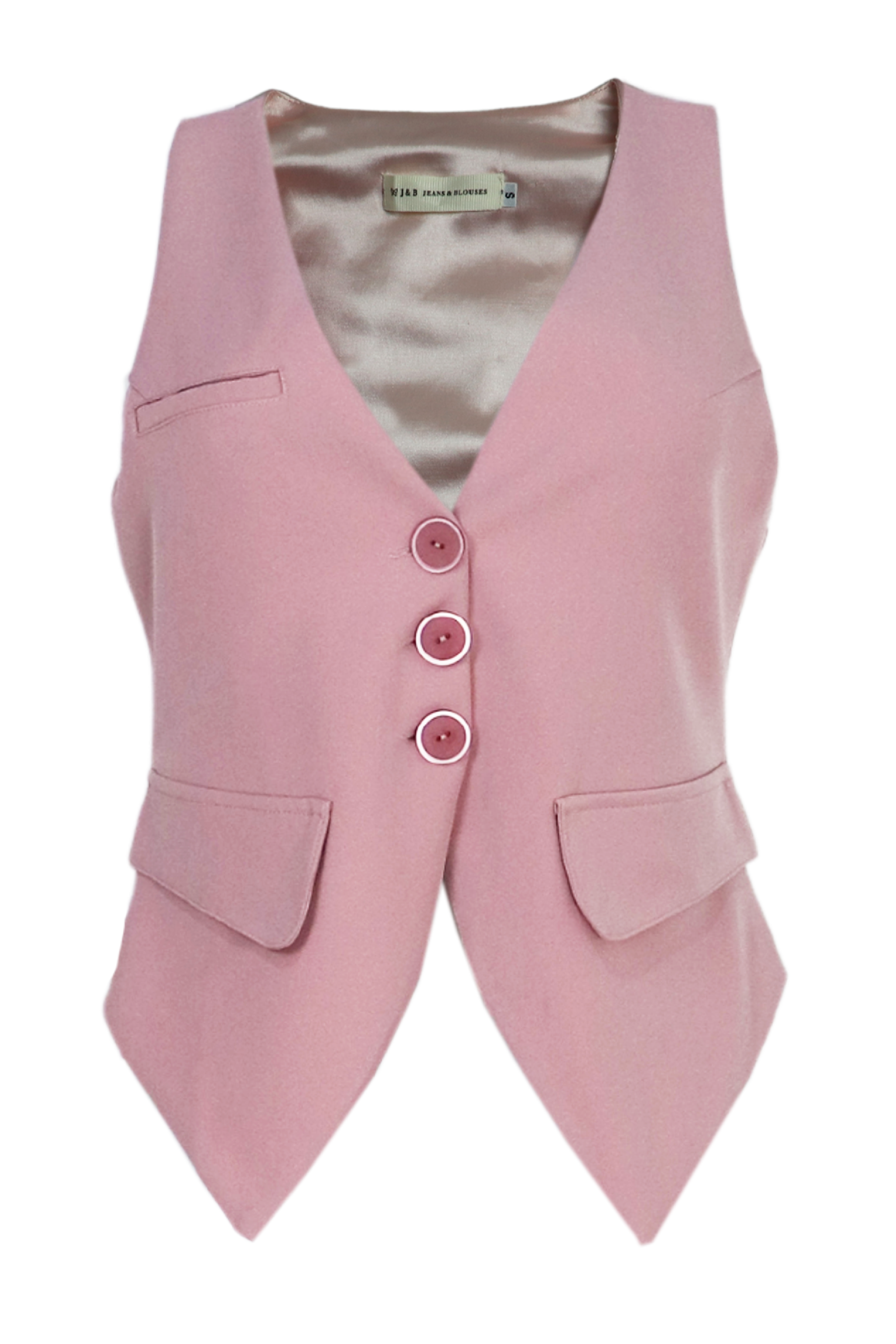 Chaleco con botones y bolsillos color rosa