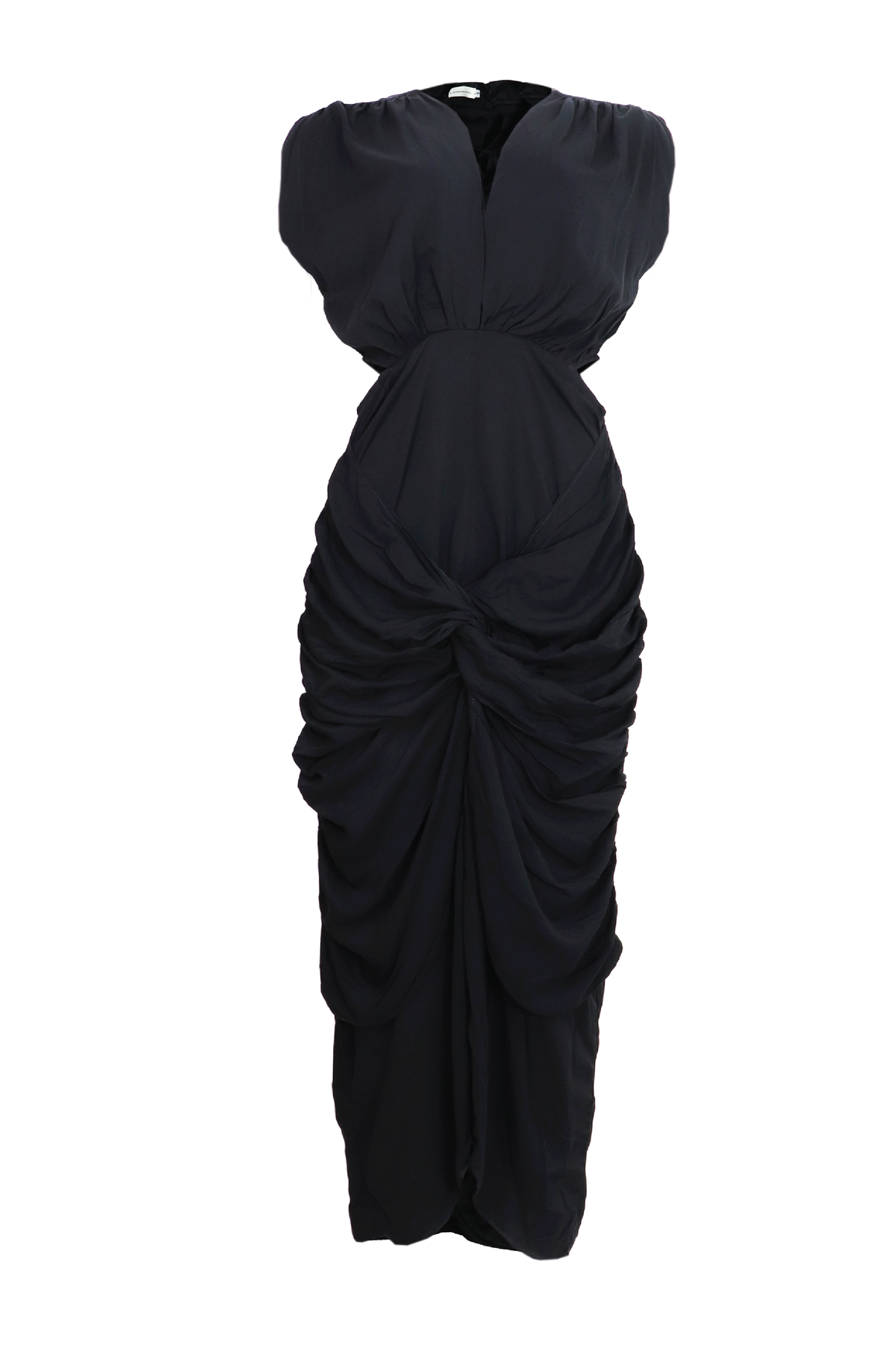 Vestido drapeado con corte cintura Nathy Negro