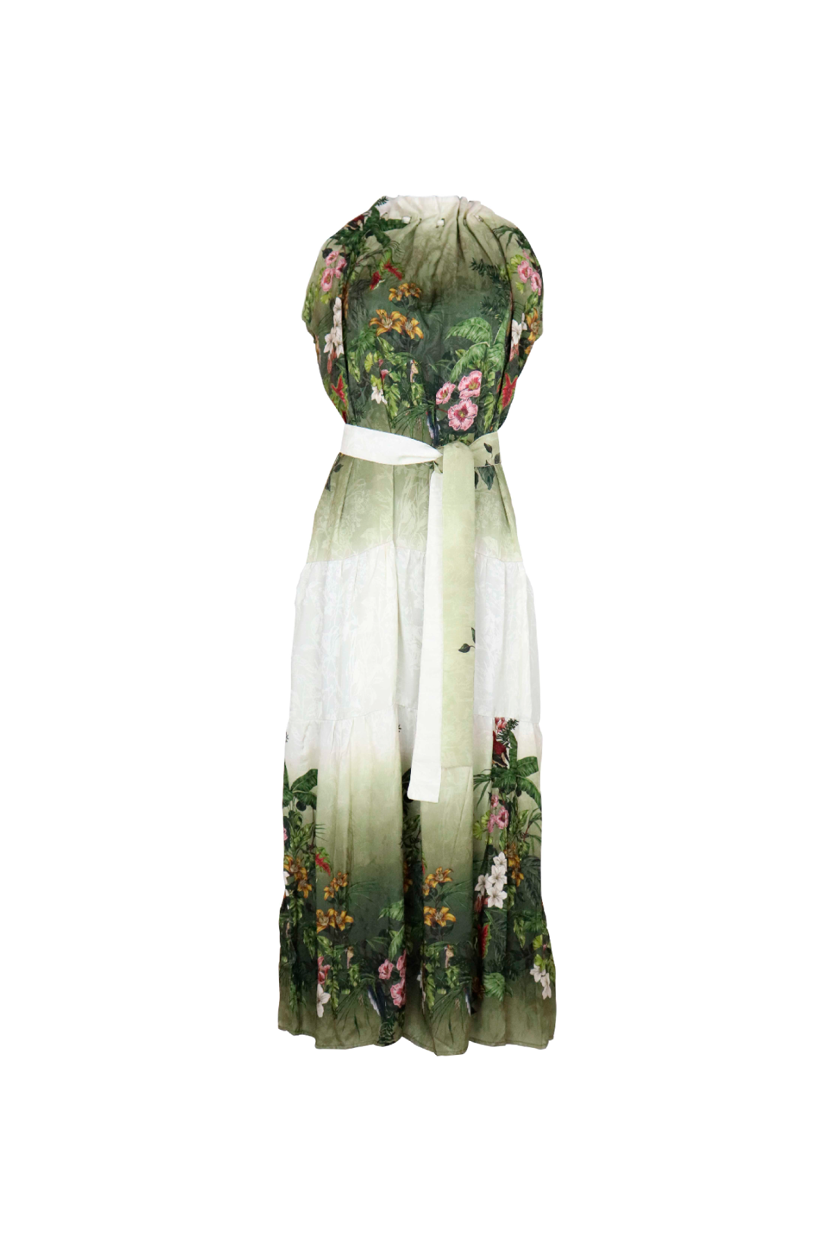 Vestido cuello halter blanco.