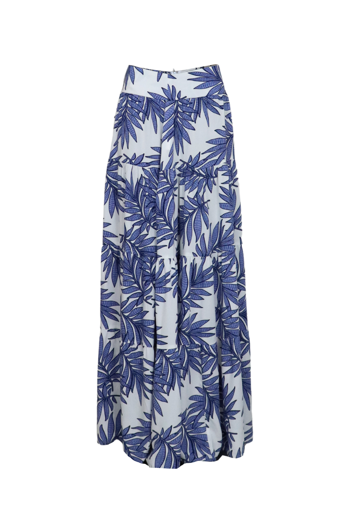 Falda blanca con estampado azul.
