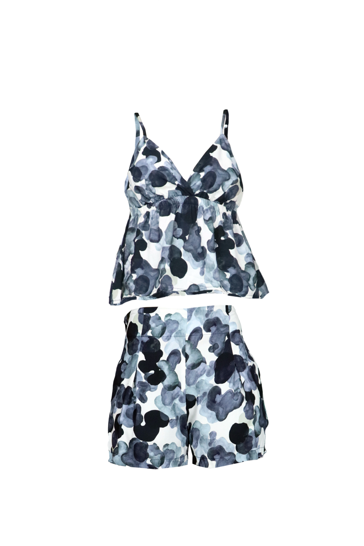 Set de blusa y short en azul.