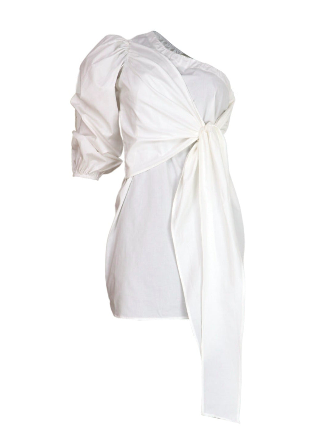 Vestido corto blanco con moño