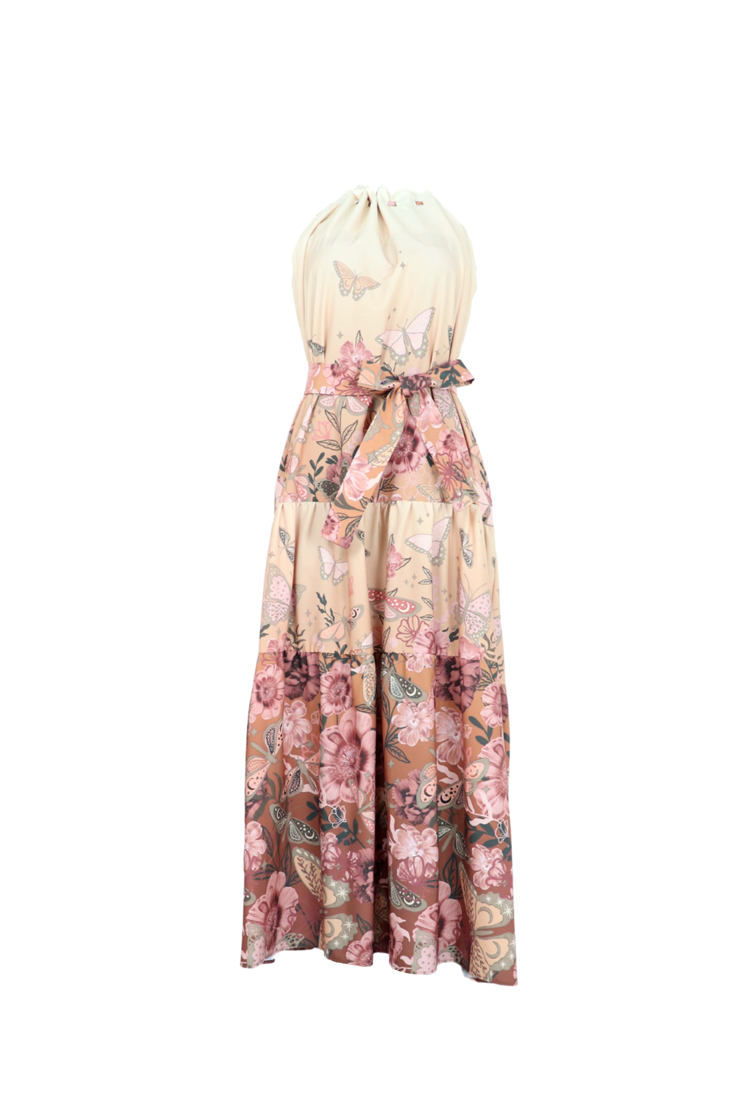 Vestido con lazo del mismo color 