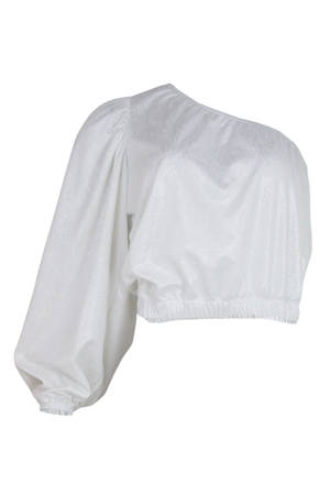 Blusa asimétrica satinada blanca