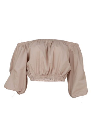 Blusa con resorte color beige