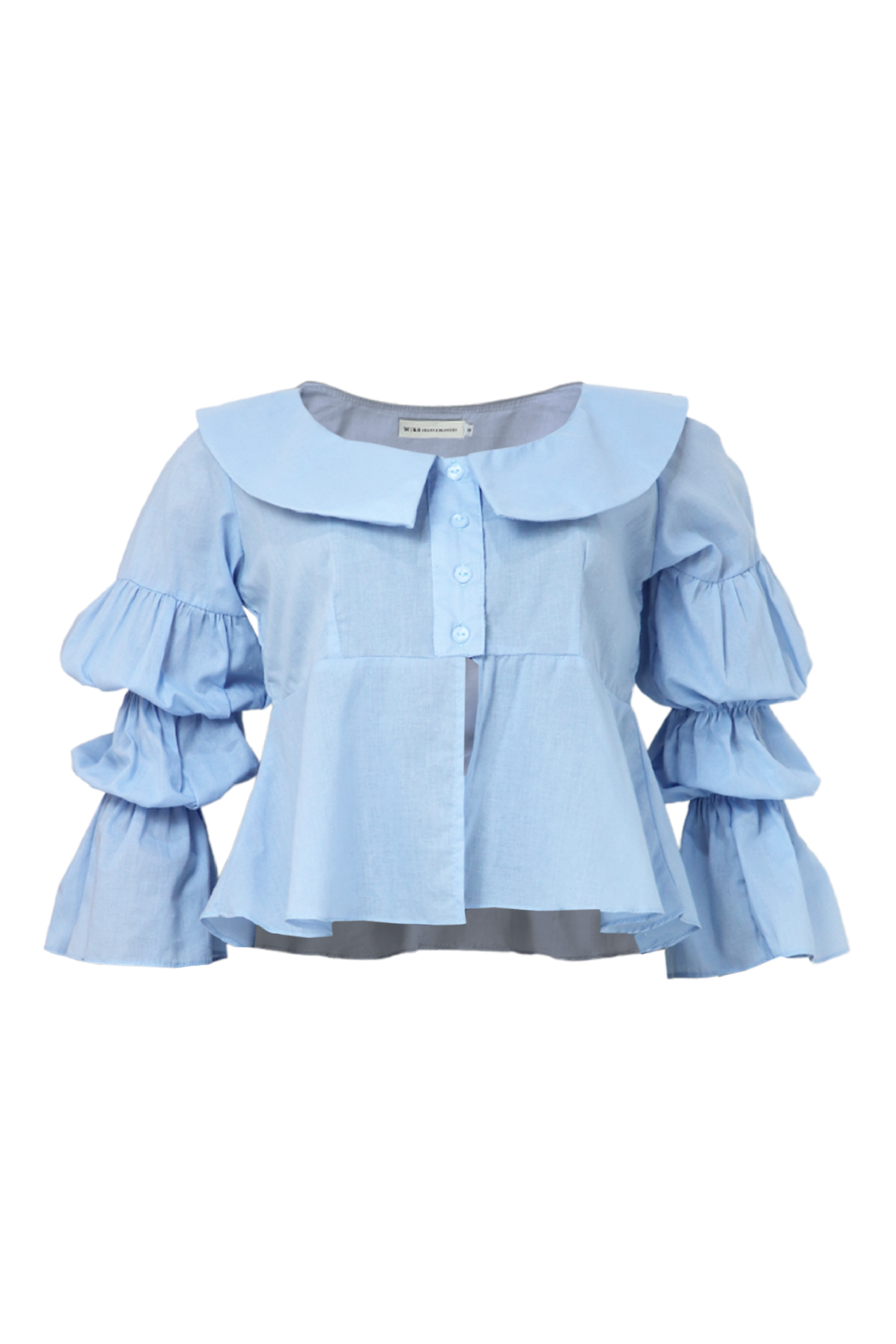 Blusa cuello bebé en color azul claro