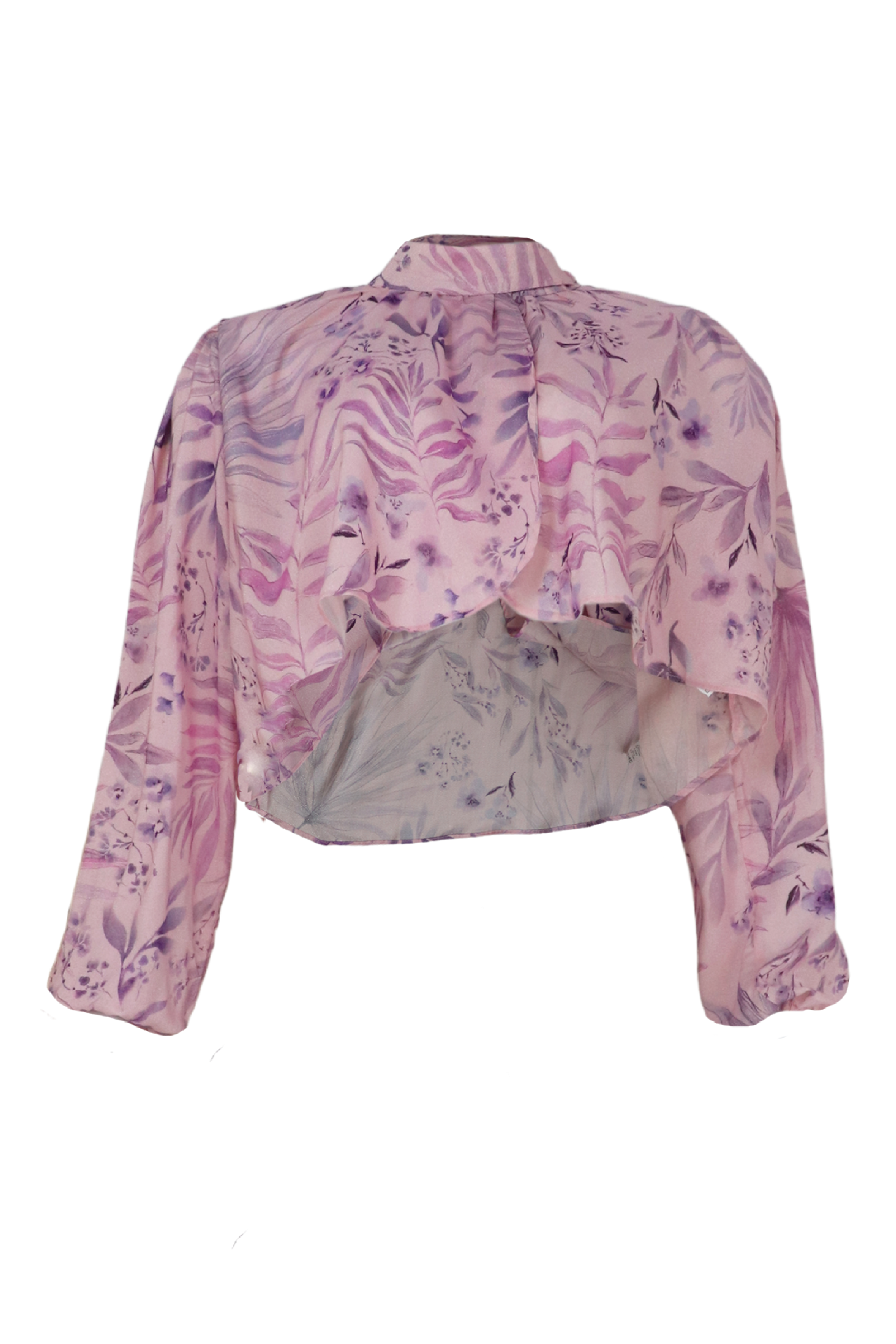 Blusa rosada con estampado y mangas largas