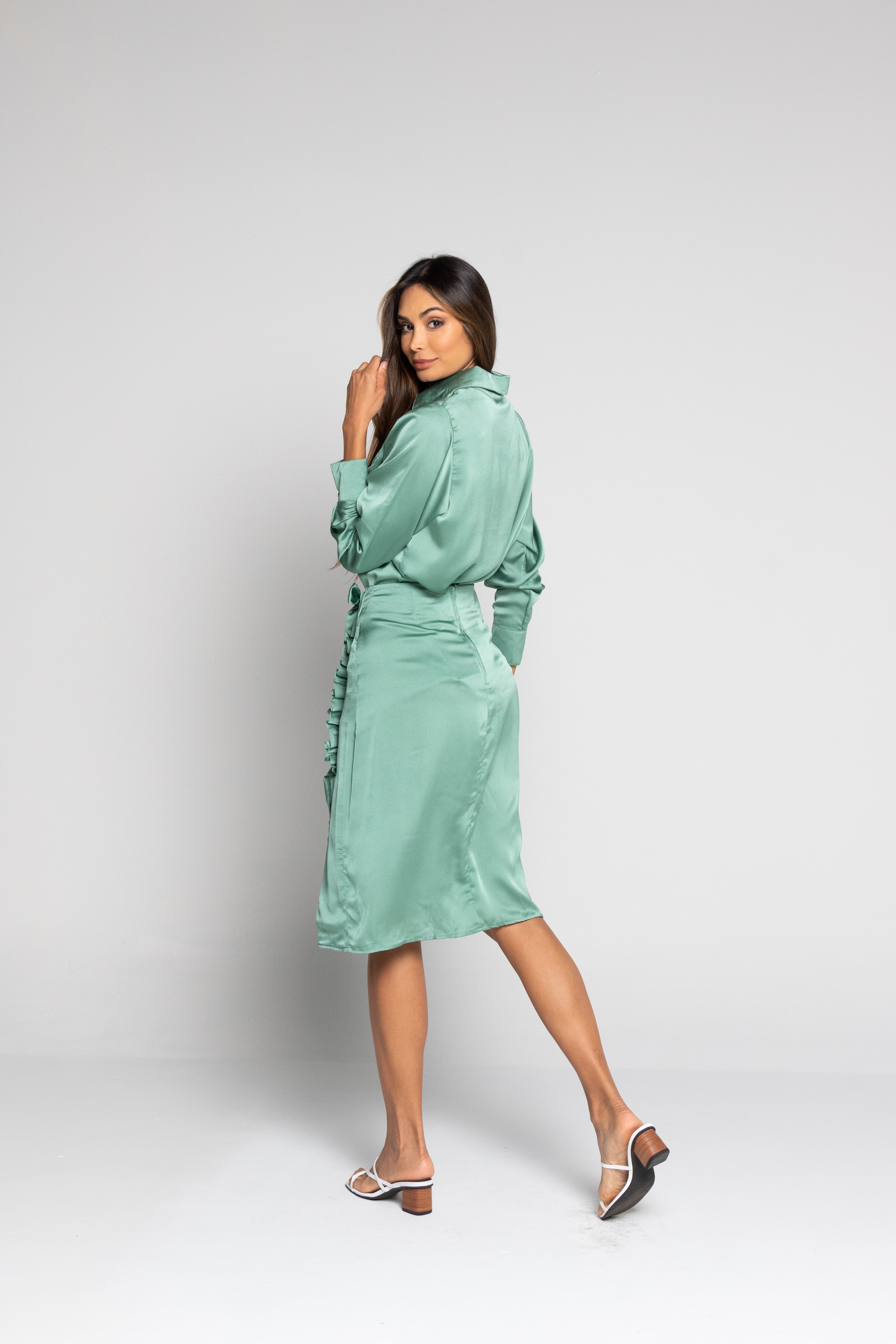 Blusa satinada verde 
