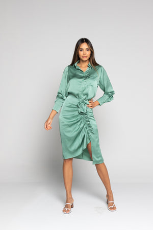 Falda satinada verde