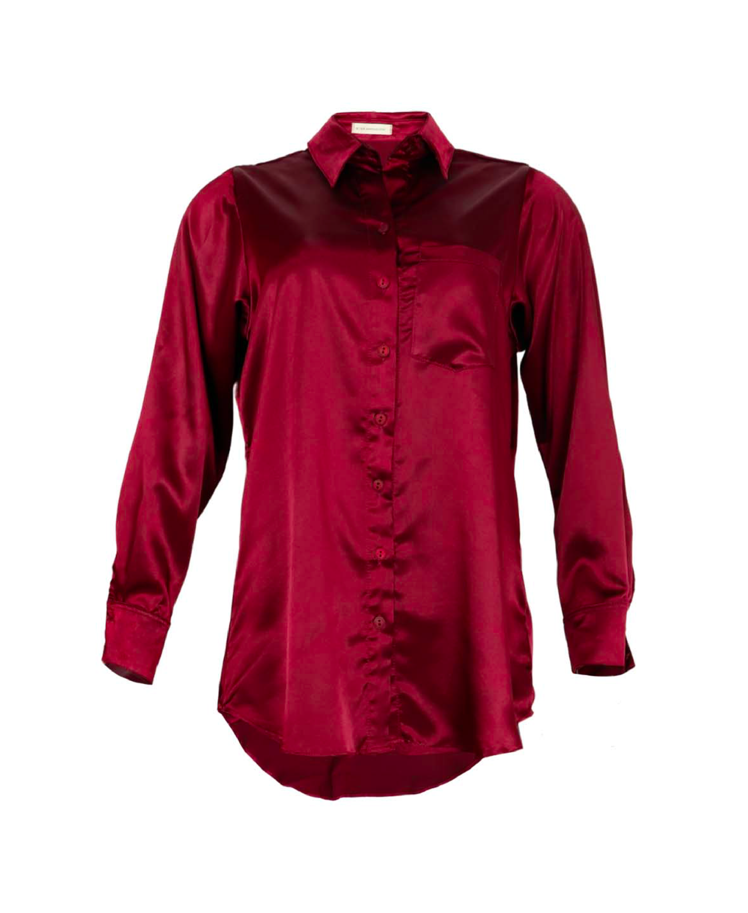 blusa satinada en vinotinto