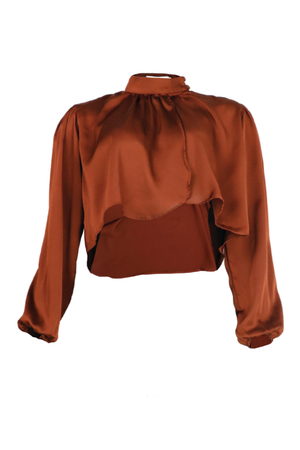 Blusa terracota corta con manga larga