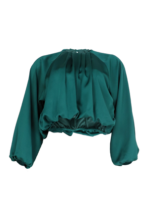 Verde pino blusa satinada