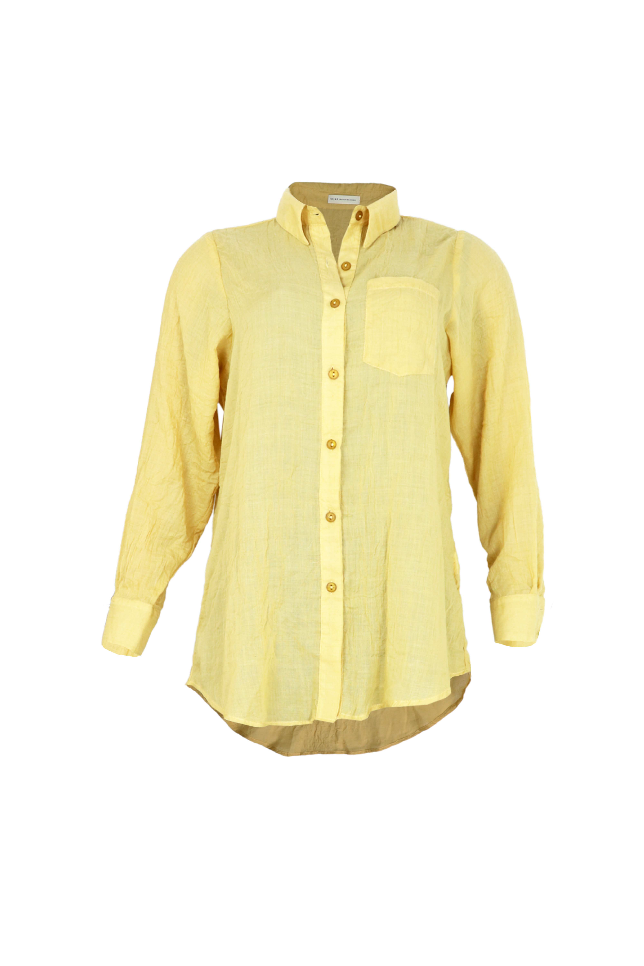 Camisa botones amarilla para mujer