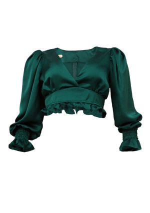 crop top verde satinado