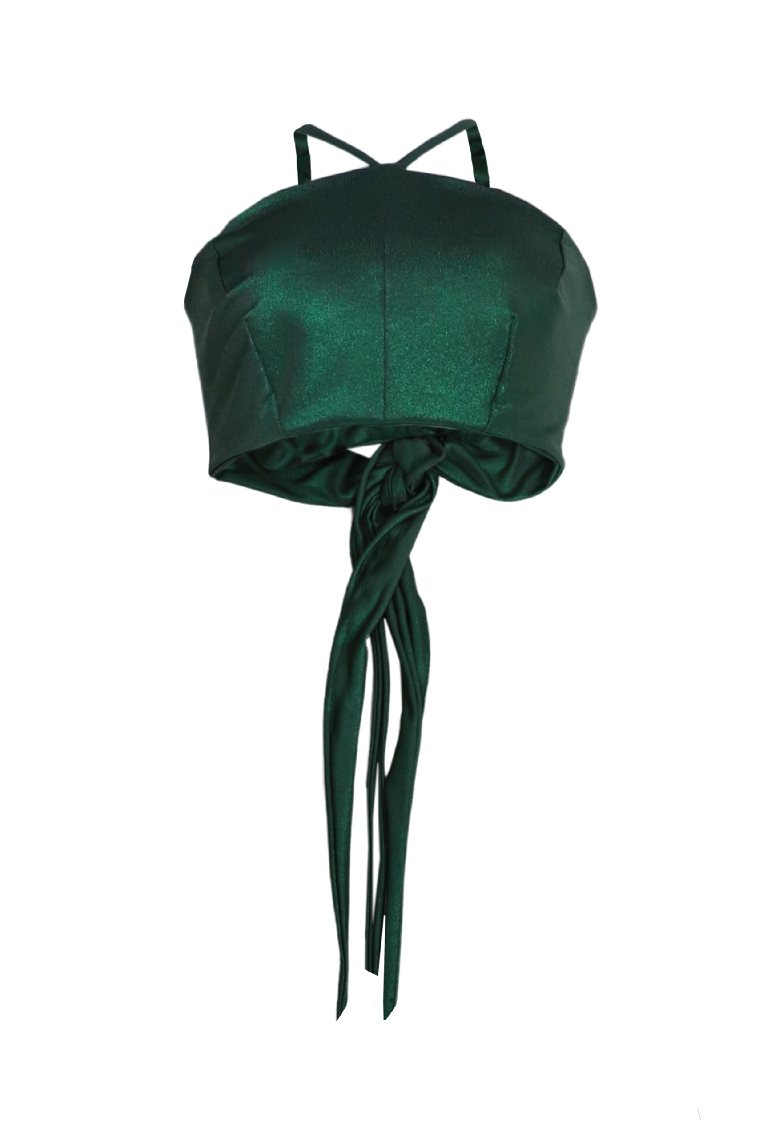 Crop top verde con tiras largas