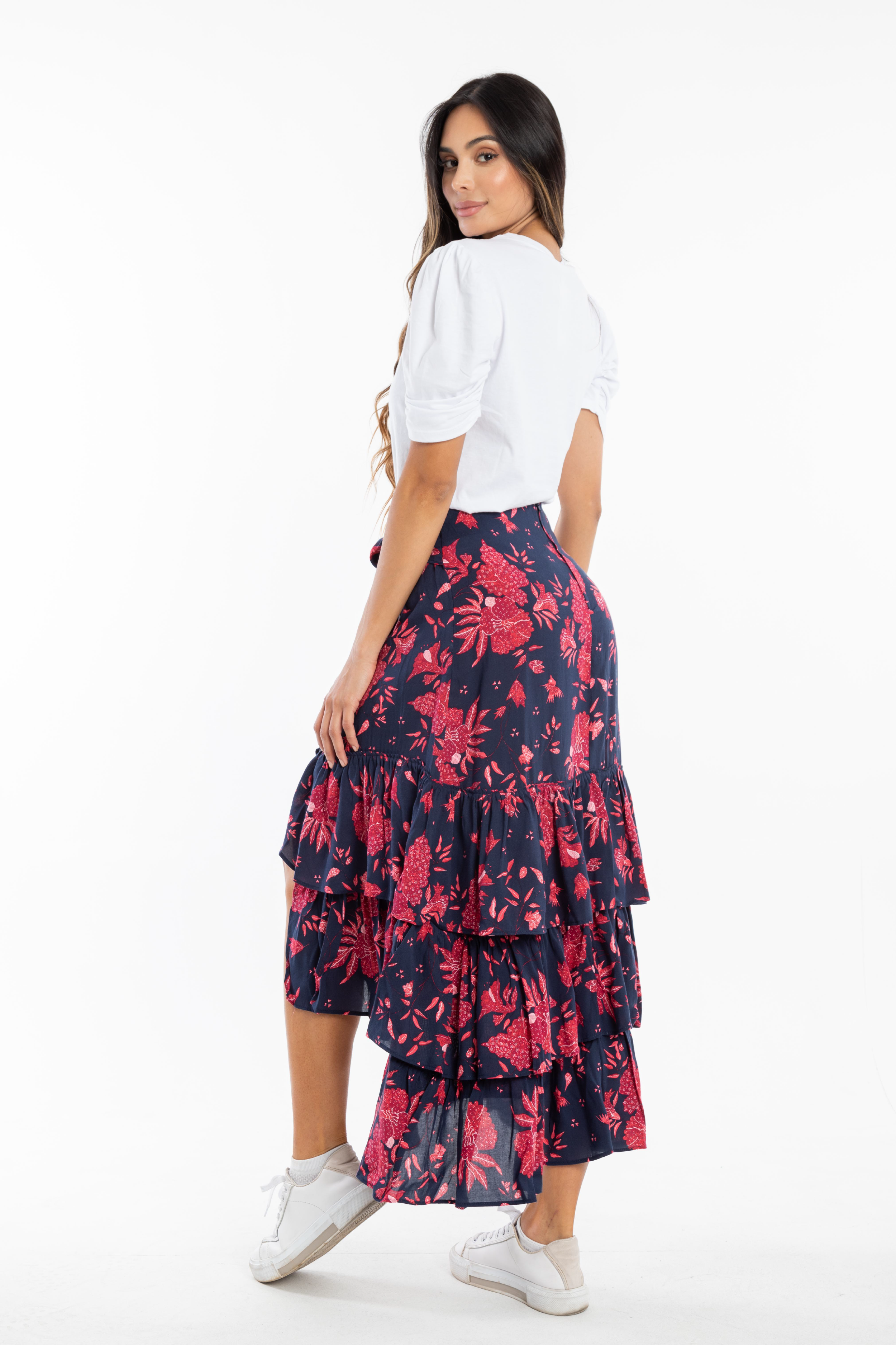 Falda estampada asimétrica
