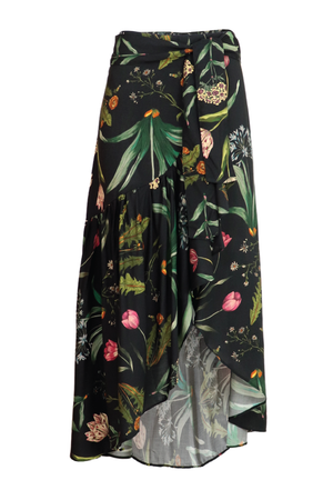 Falda negra con estampado de flores 