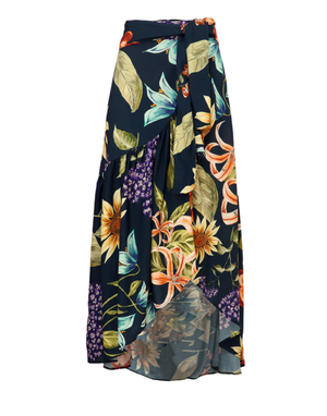 Falda azul oscuro estampada