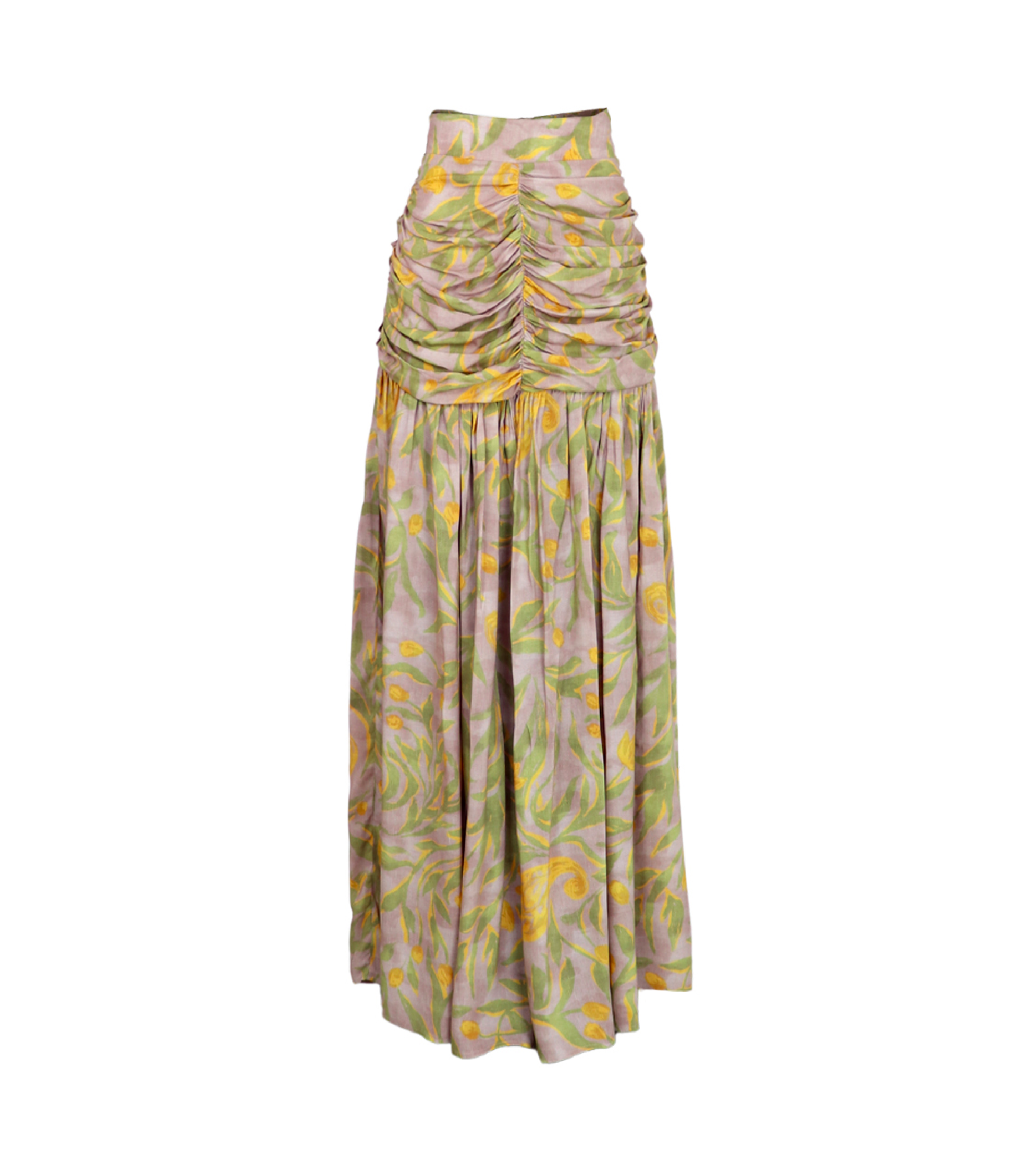 Falda drapeada de color beige