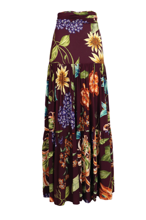 Falda larga estampada color uva