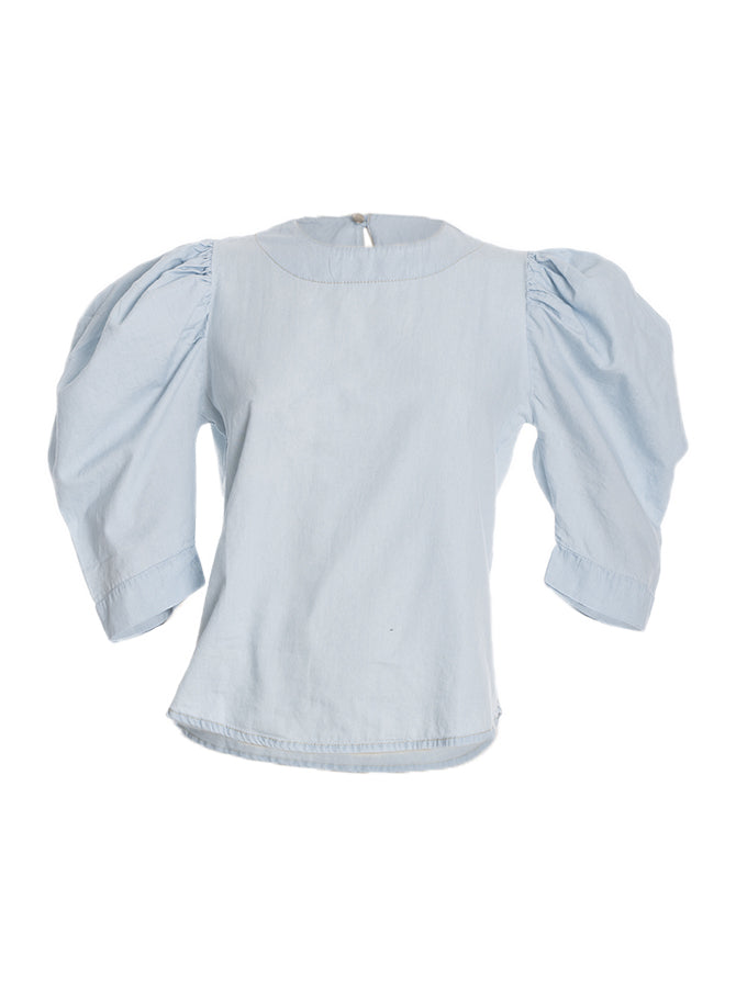 Blusa índigo Manga Puff
