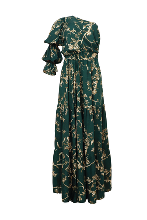 Vestido largo asimétrico verde