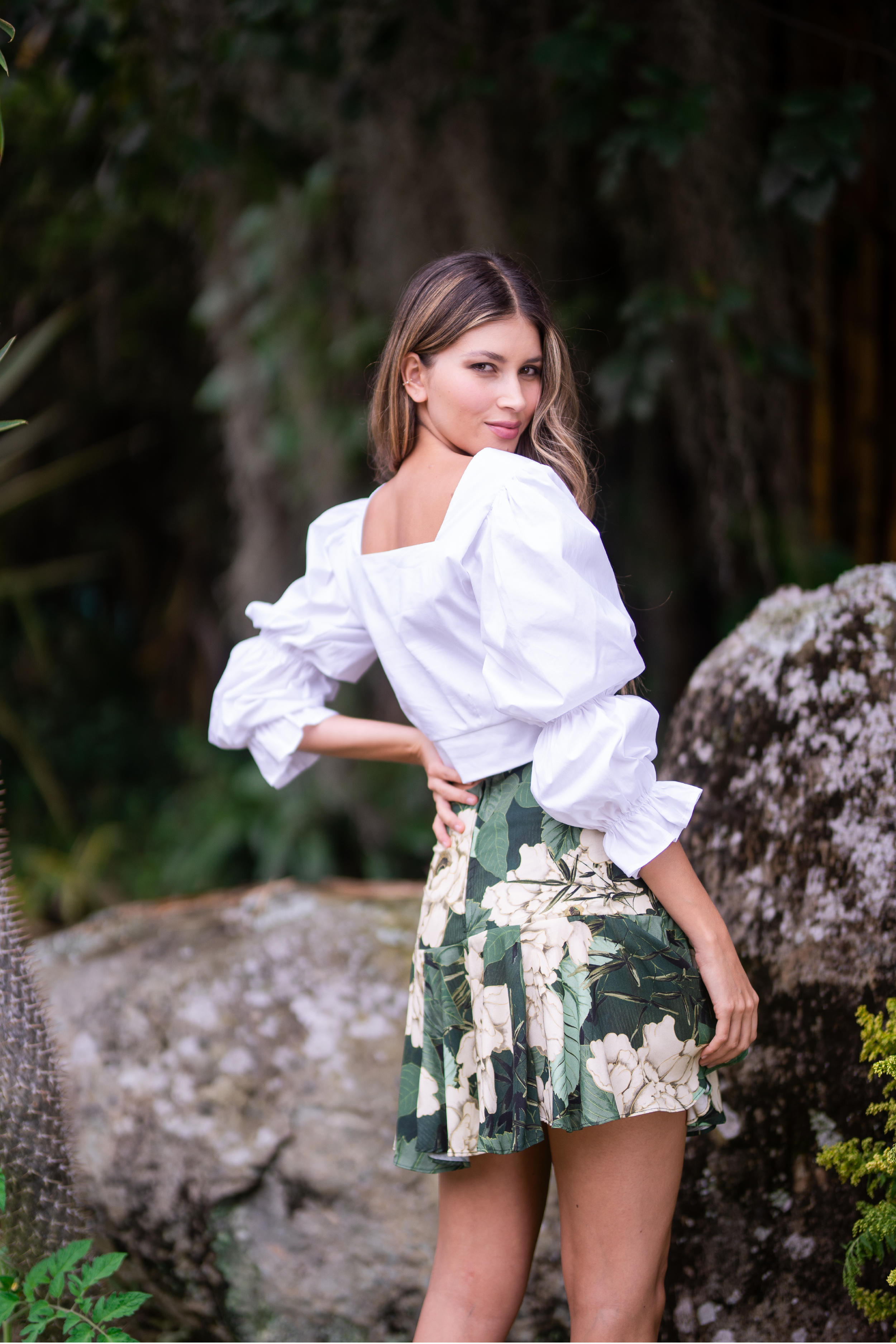 Minifalda estampada verde