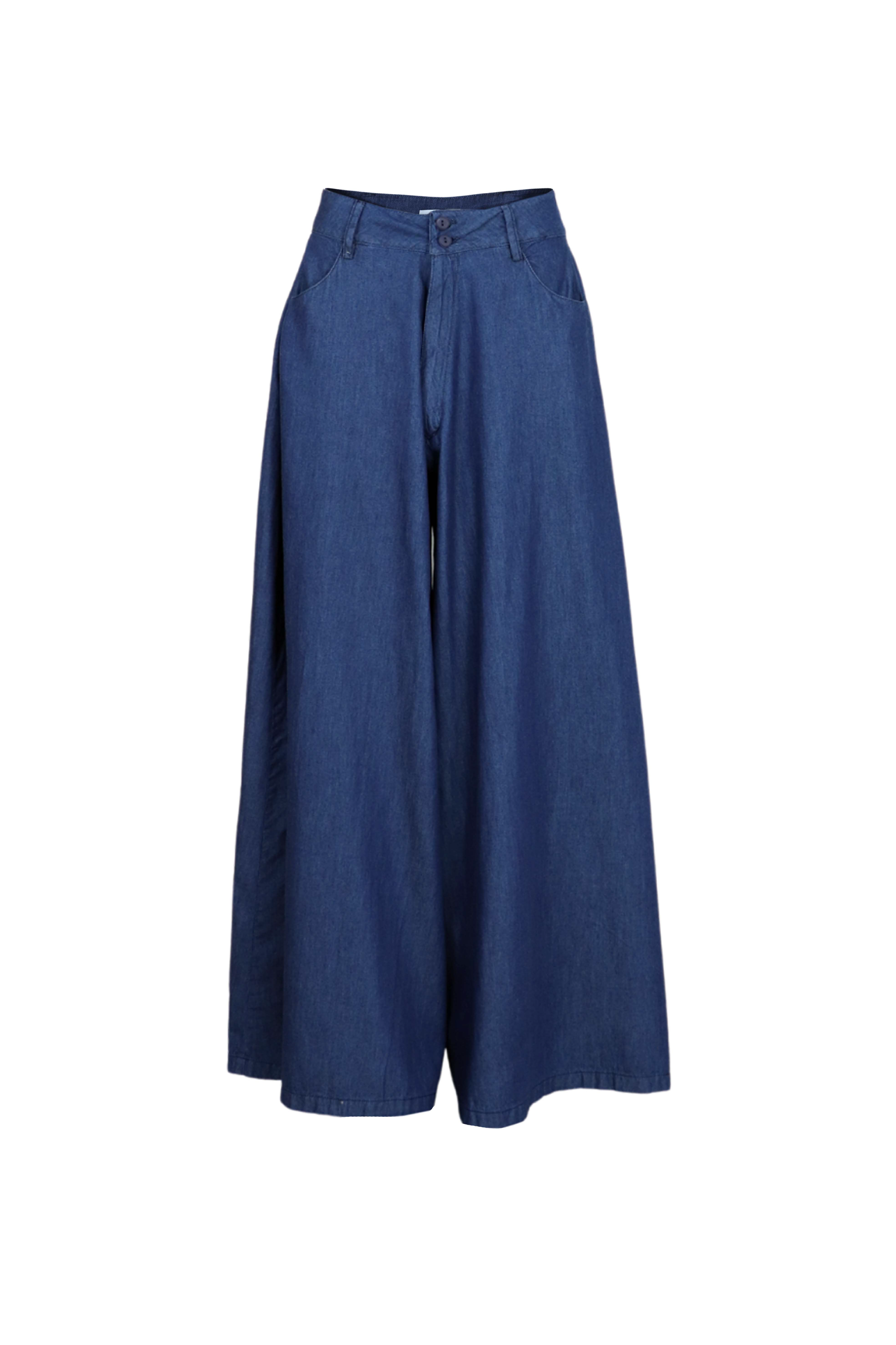 Pantalón en índigo con pasadores
