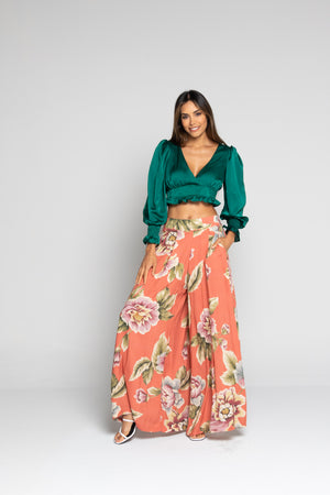 Pantalón palazzo coral