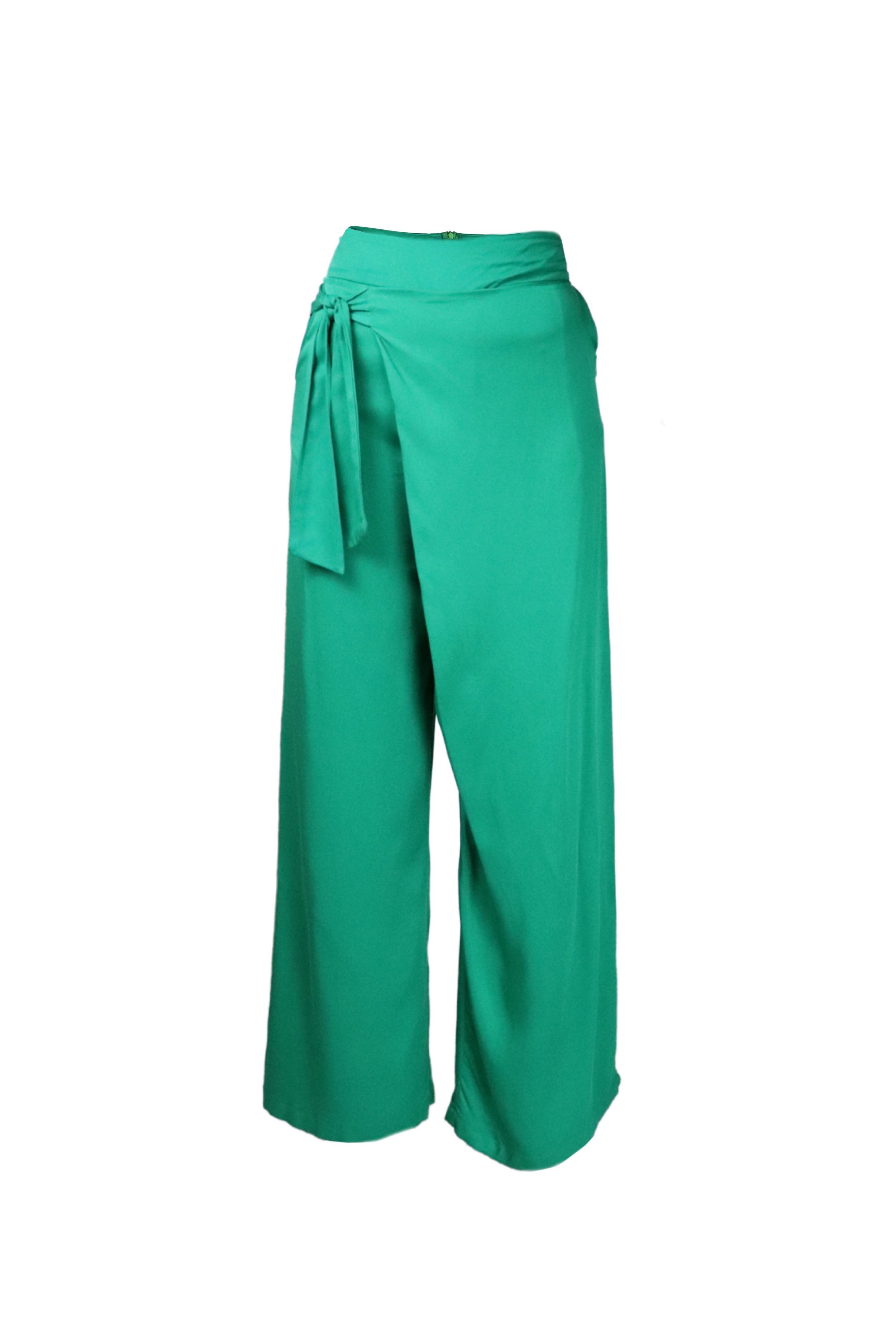 Pantalón de bota ancha con lazos laterales para anudar