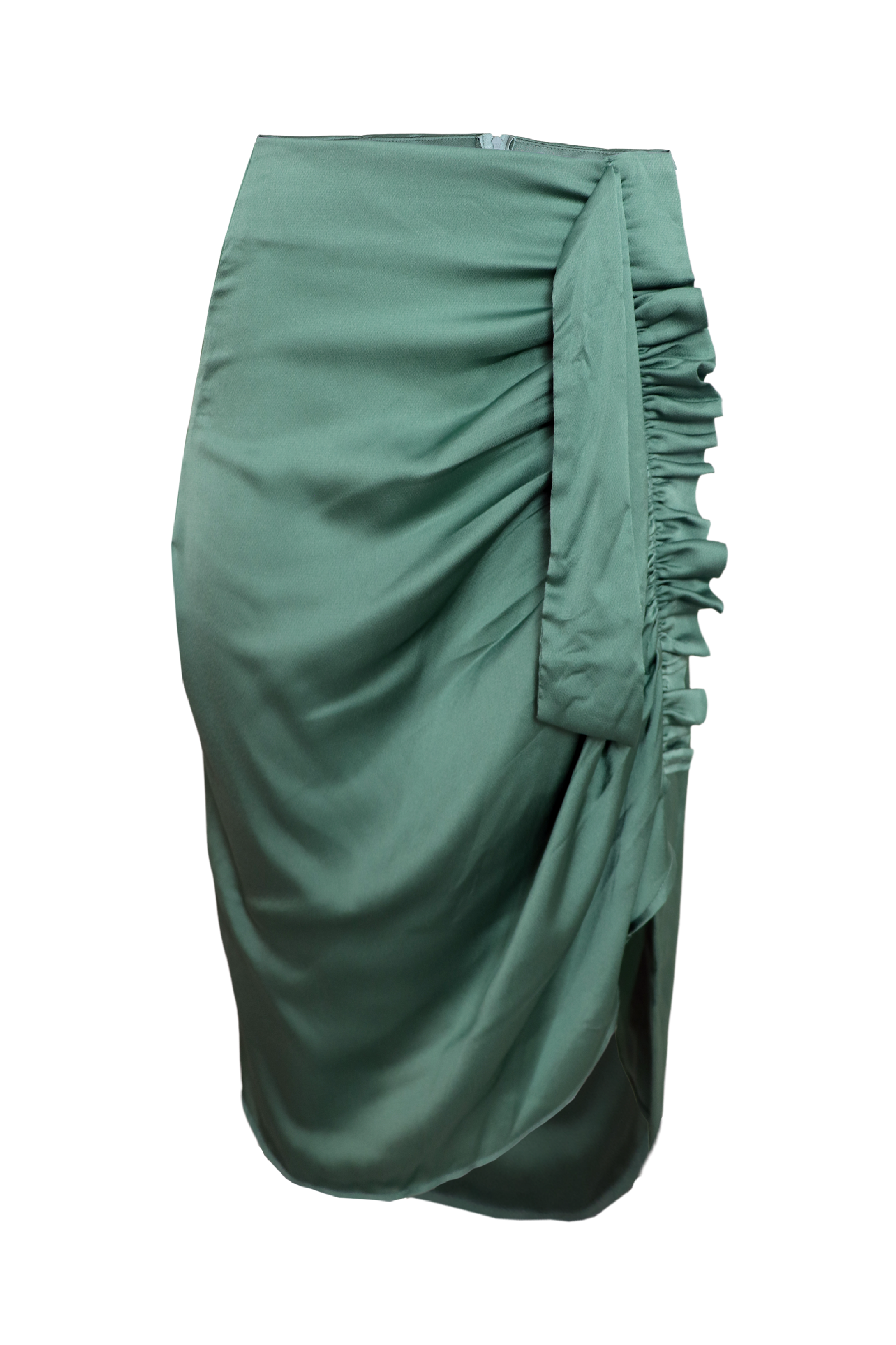 Falda satinada color verde oliva