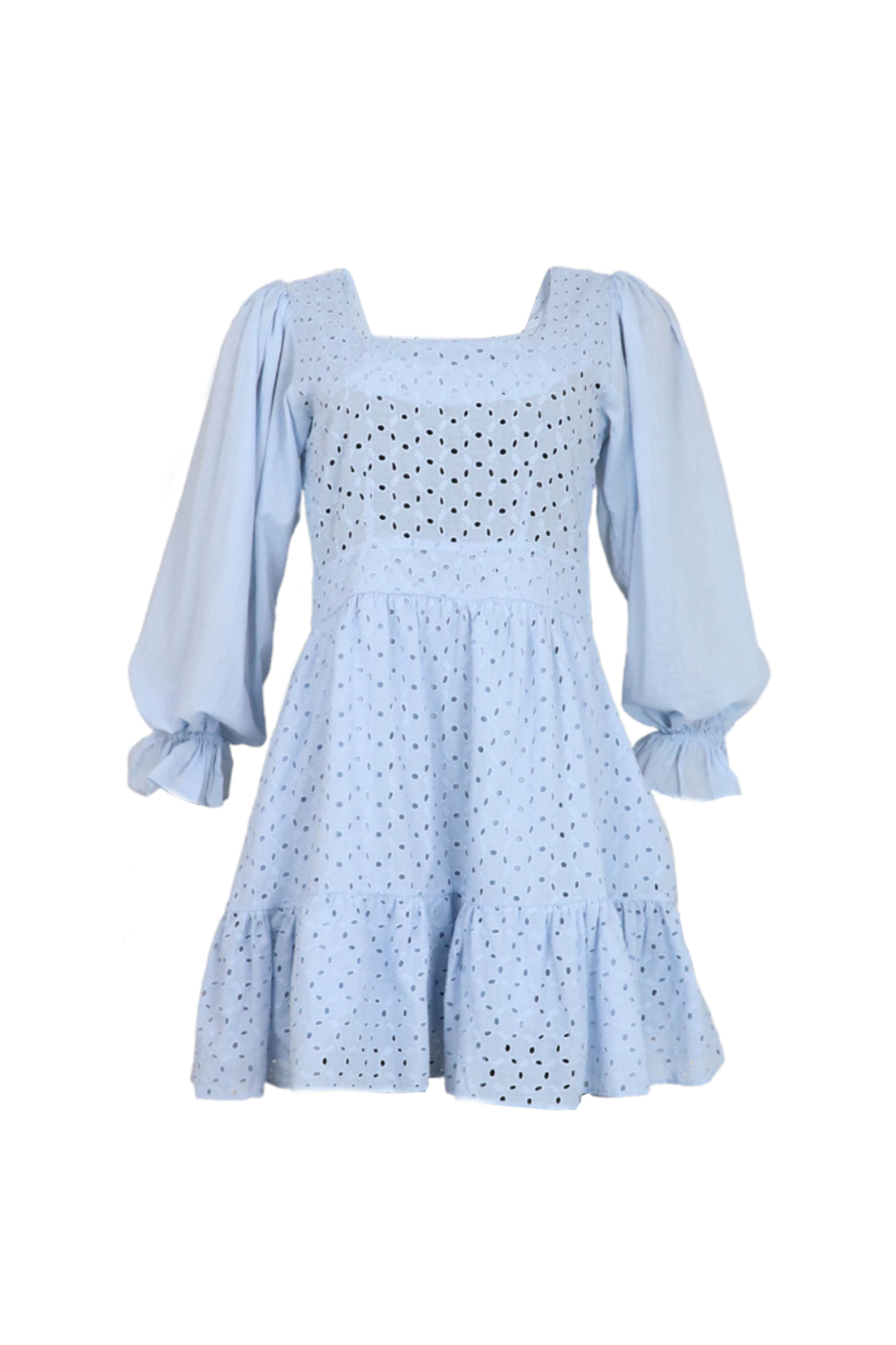 Vestido en ojalillo para mujer