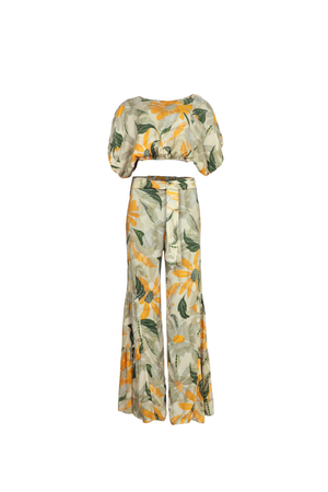 Set de blusa y pantalón estampado para mujer