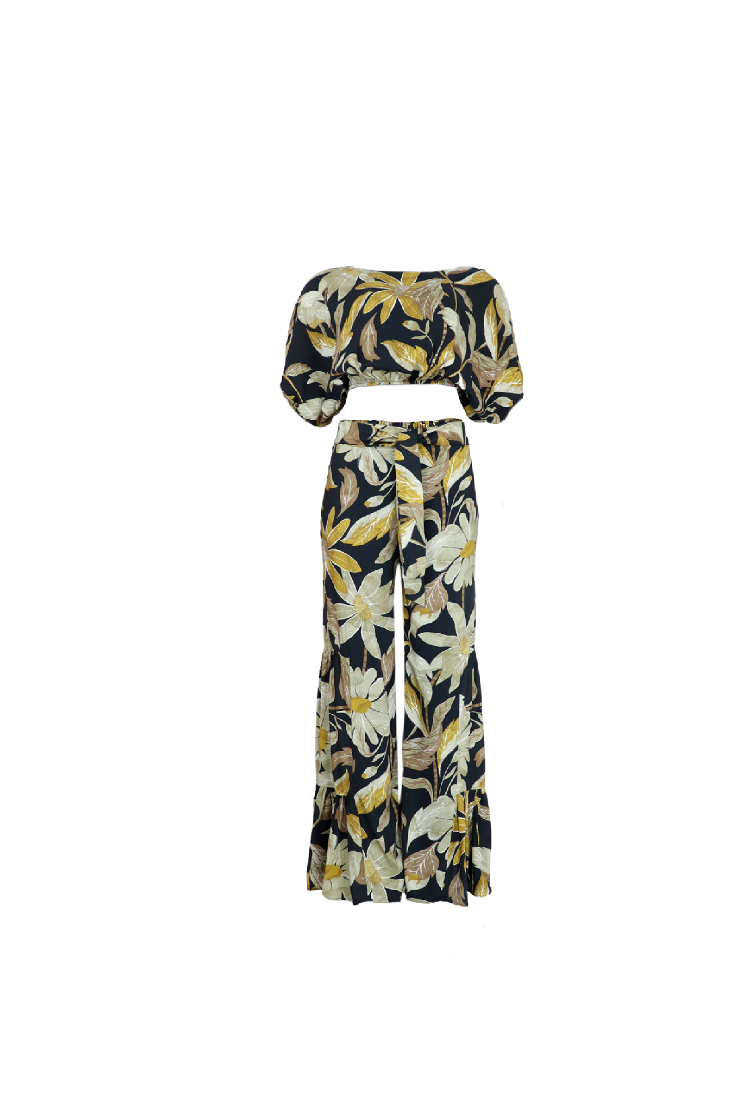 Set de blusa y pantalón para mujer en color negro