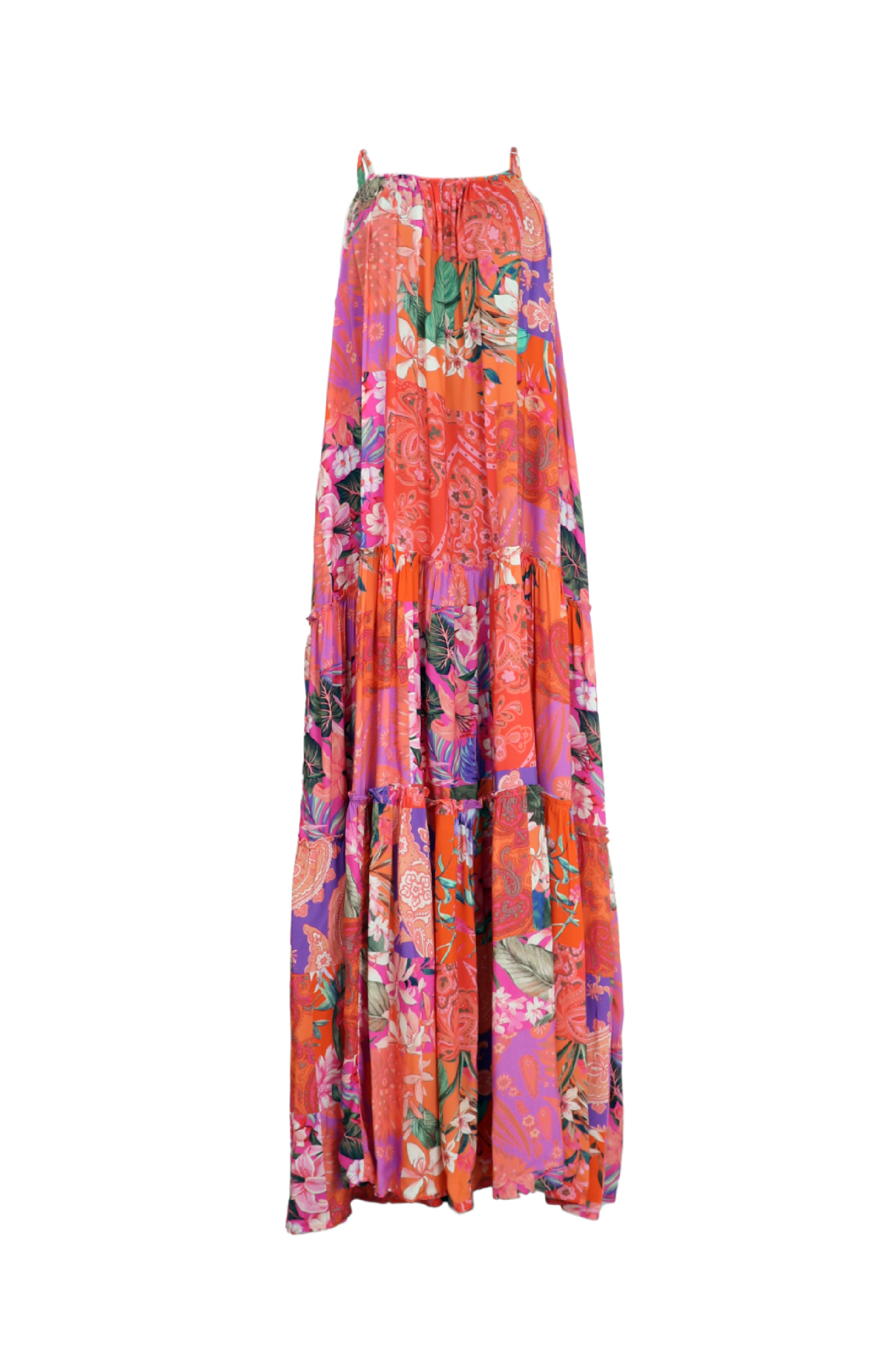 Vestido de tiras largo estampado