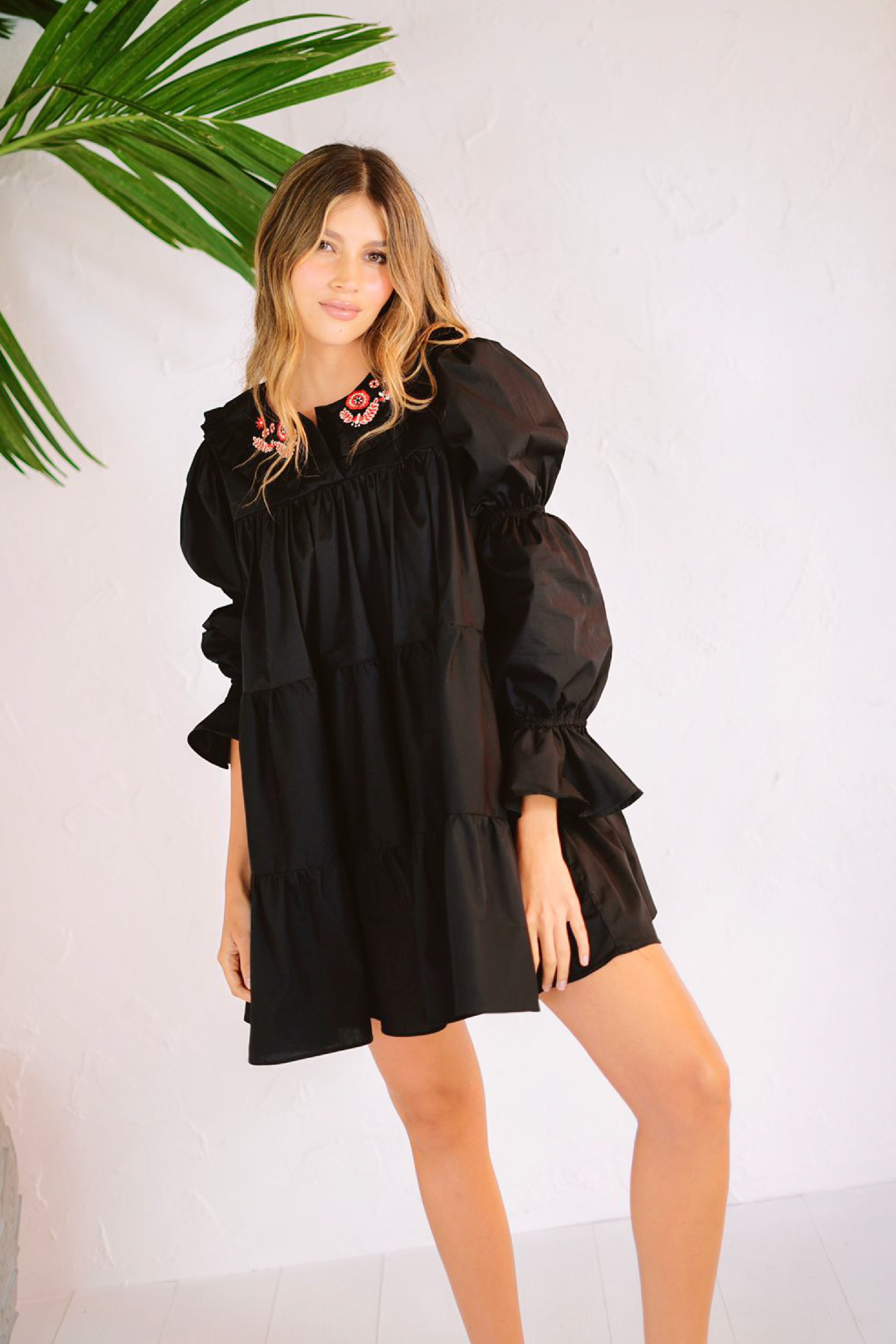 vestido con detalles bordados 