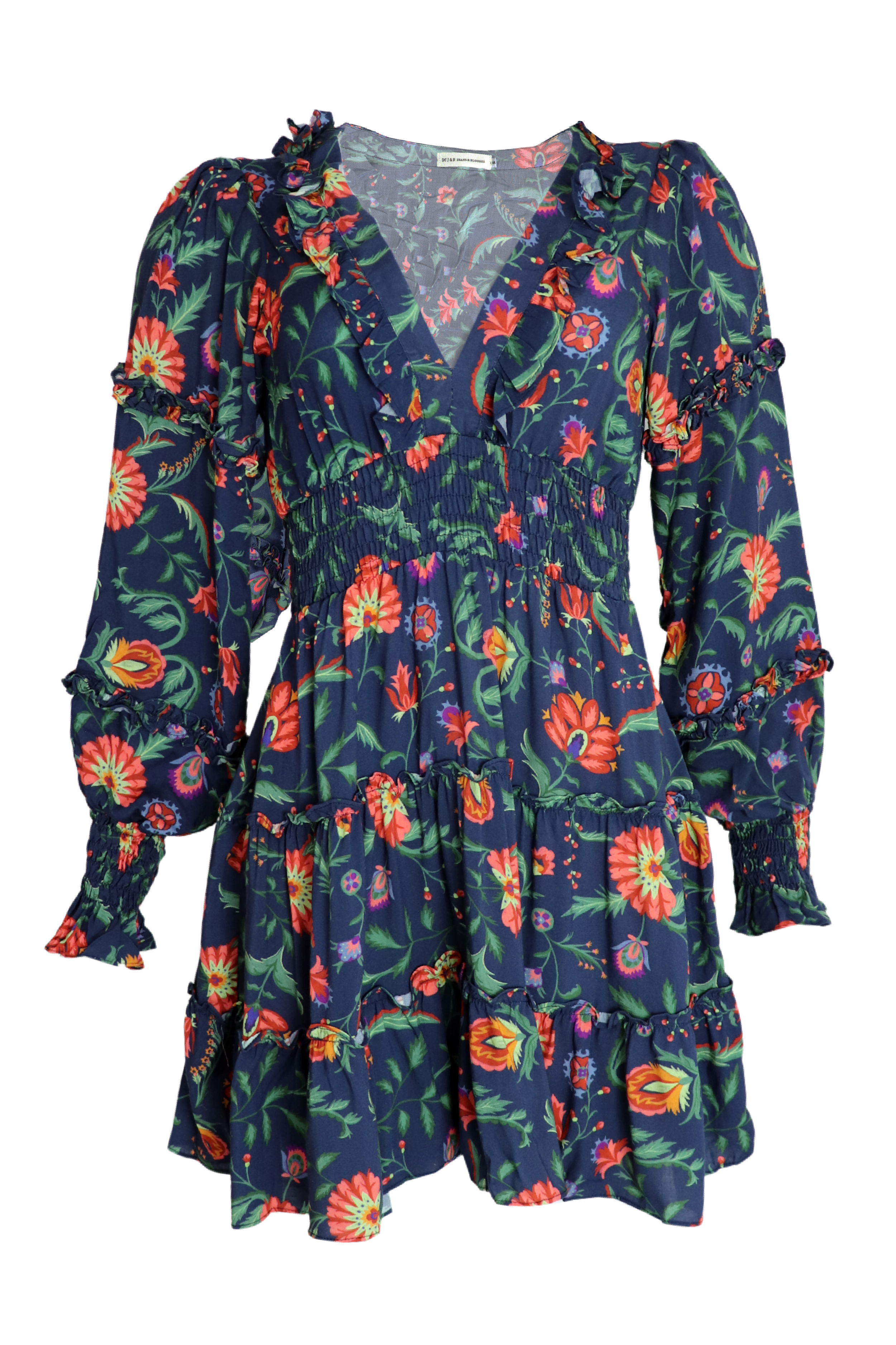 Vestido corto estampado azul con flores