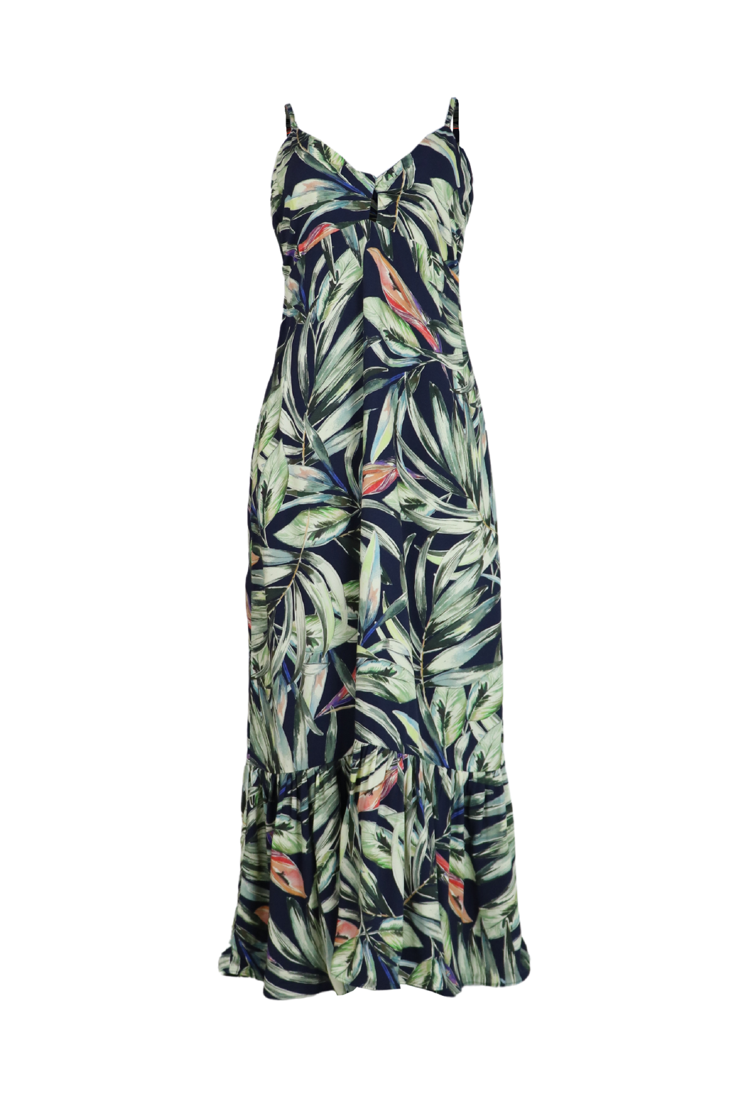 Vestido de tiras estampado fondo oscuro