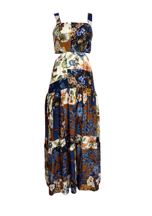 Vestido con escote cuadrado azul