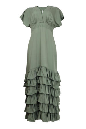 Vestido de golas color verde 
